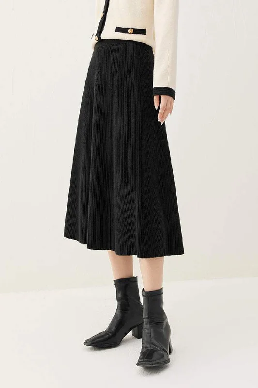 women's flutter-sleeved dressesLong Flared Maxi Skirt Thickened Knit Skirt