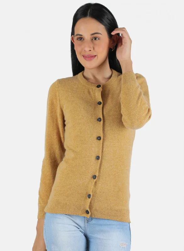 Discounted SweatersWomen Yellow Solid Cardigan