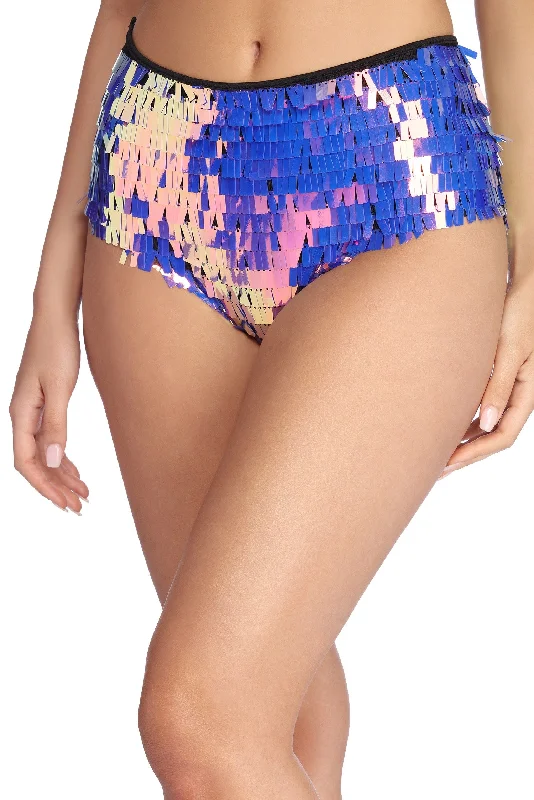 women's above-the-knee shortsGlow Sequin Fringe Hot Shorts