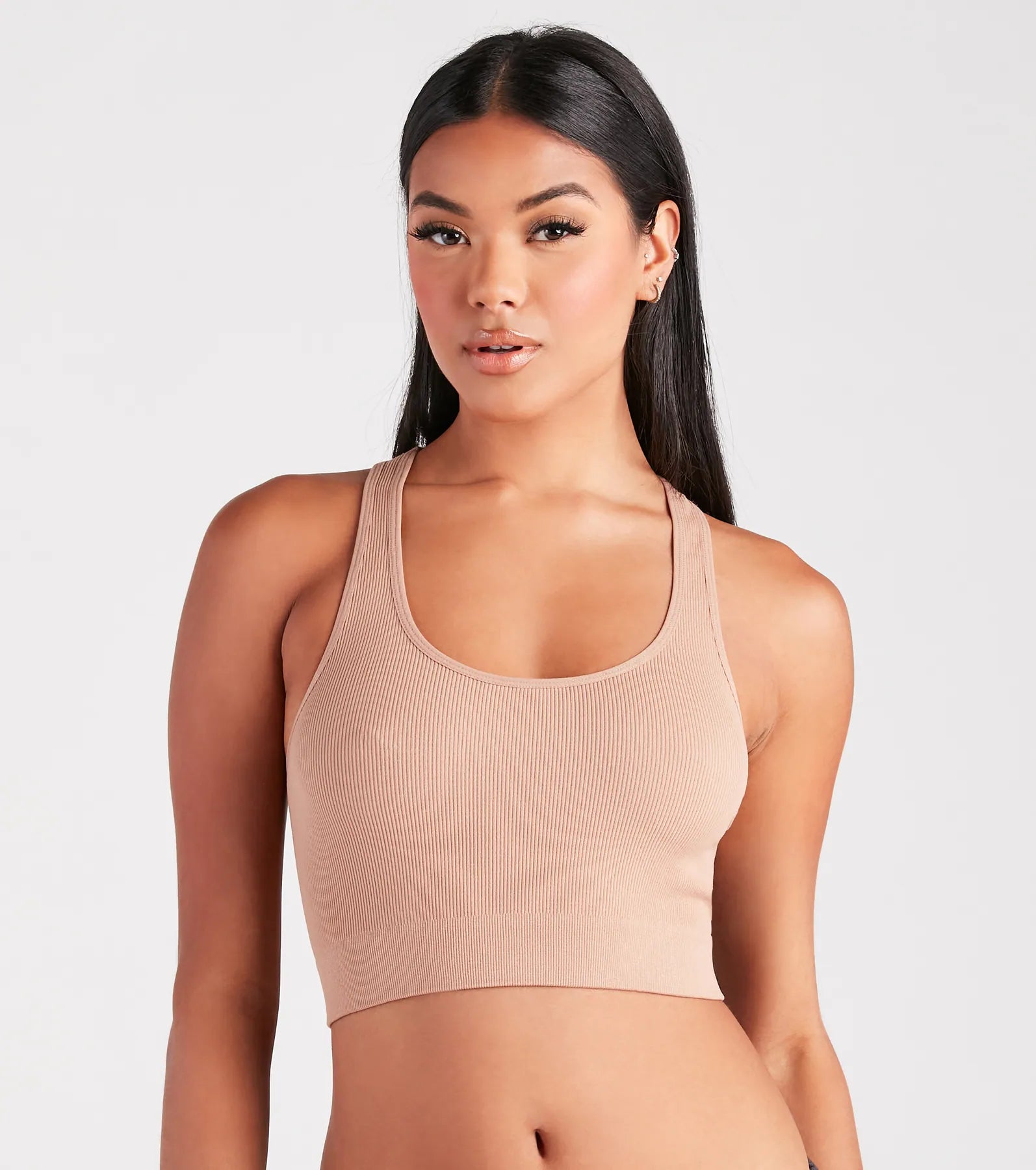 women's tops with beading accentsCoveting This Basic Seamless Racerback Bra Top