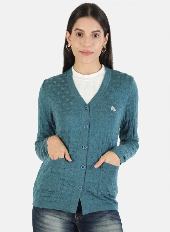 Cardigan SweatersWomen Blue Solid Cardigan