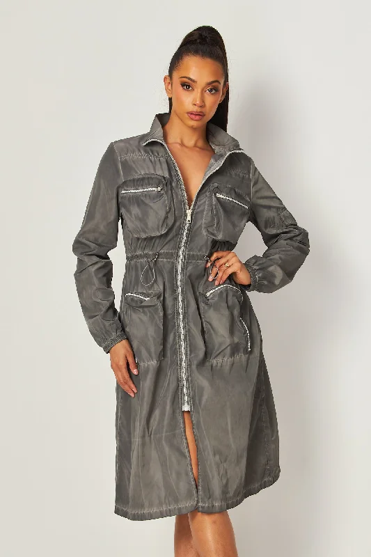 women's glam dressesSidney Lightweight Cargo Pocket Midi Dress Jacket