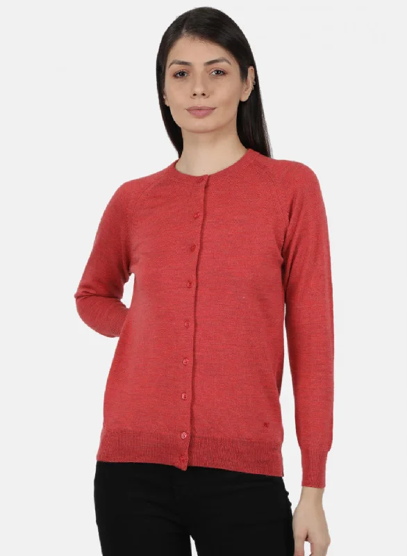 Wholesale Chunky SweatersWomen Red Solid Cardigan