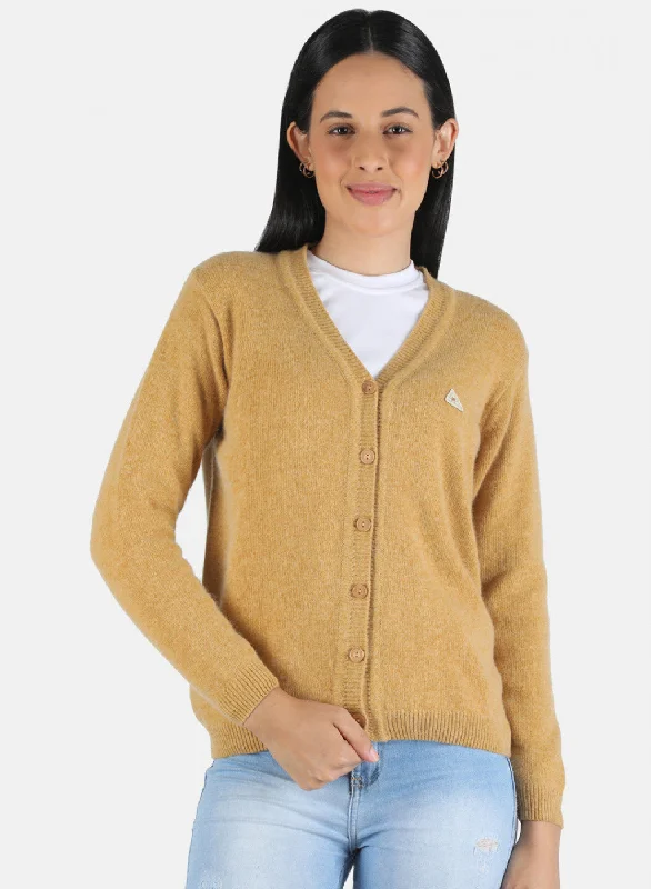 Extra-Large SweatersWomen Yellow Solid Cardigan