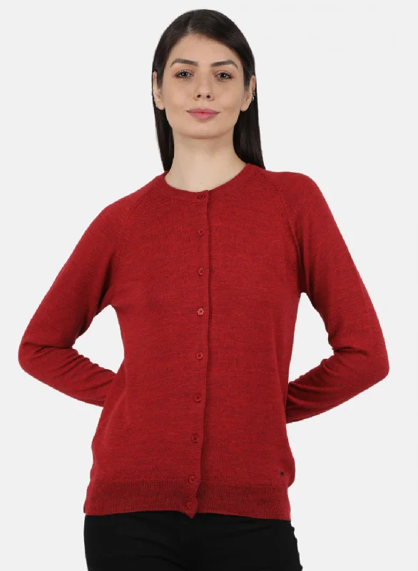 Colorful Casual SweatersWomen Red Solid Cardigan