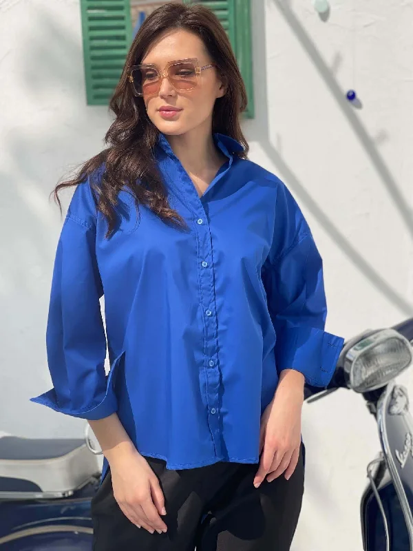 women's tops for summer festivalsButton Down Shirt In Blue