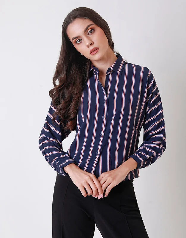 women's tops for those who love to mix and match prints and patternsStriped Cropped Shirt