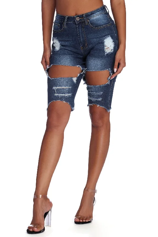 women's checkered shortsStylishly Destructed Jean Shorts