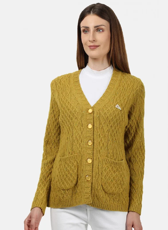 Colorful Casual SweatersWomen Yellow Self Design Cardigan