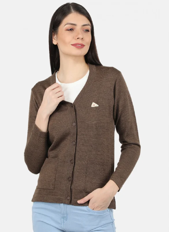 Wholesale SweatersWomen Brown Solid Cardigan