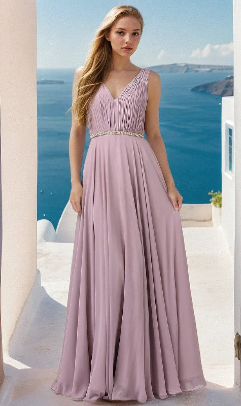 Bow-Tie DressIllusion-Sides Long A-Line Prom Dress with Pleats