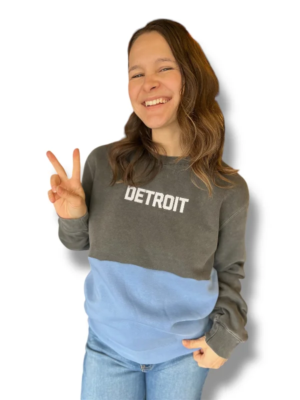 women's tops for those who believe in expressing their individuality through fashionDetroit Color Block Embroidered Sweatshirt