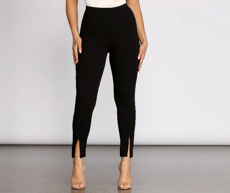 women's plus-size pantsHigh Rise Ankle Slits Skinny Pants