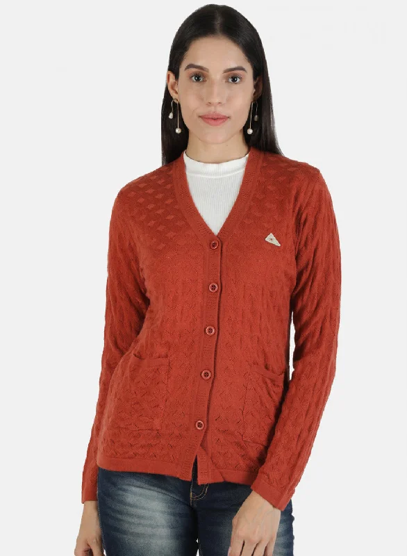 Colorful SweatersWomen Orange Solid Cardigan