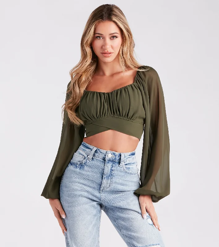 women's tops for those who believe in expressing their individuality through fashionFashion Reputation Chiffon Tie-Back Crop Top