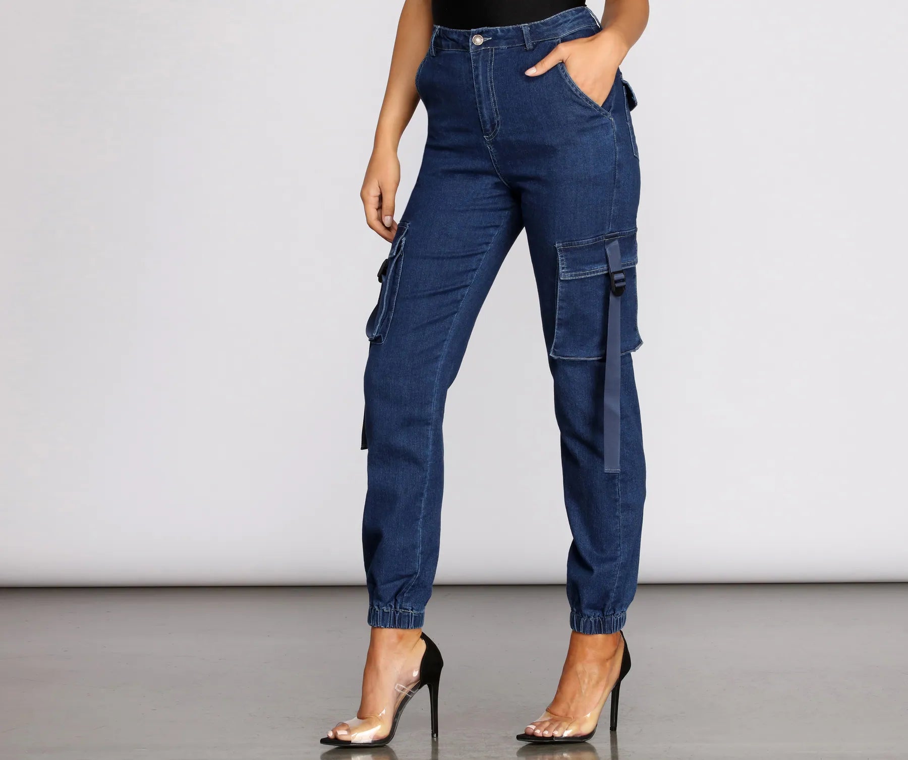 women's high-slung pantsGrab N' Go Denim Cargo Jogger Pants