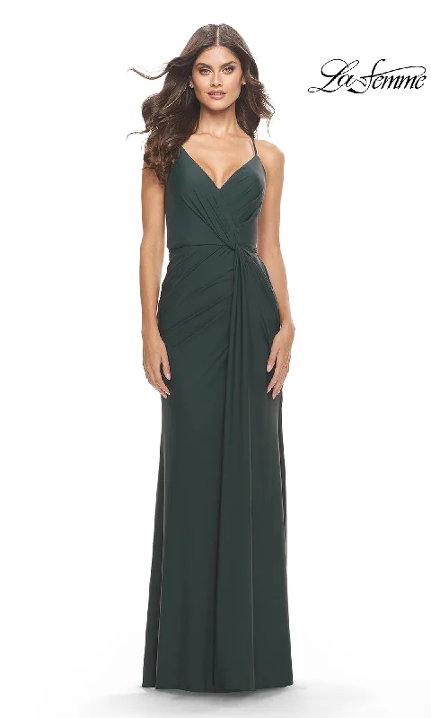 women's mini dressesTwist-Front La Femme Long Formal Dress 31169