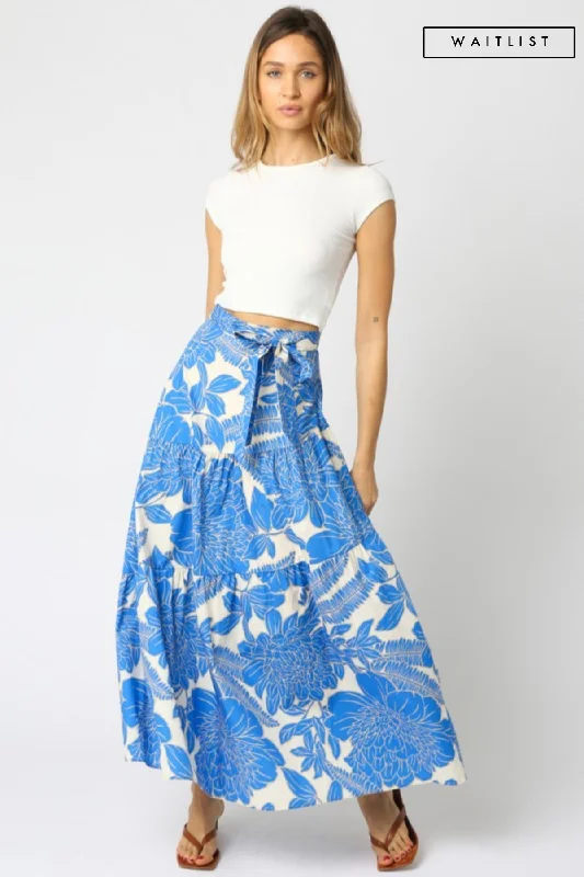 women's easy-to-wear dressesWaitlist 3/20 ♥ Heidi High Waist Tie Floral Print Maxi Skirt Blue