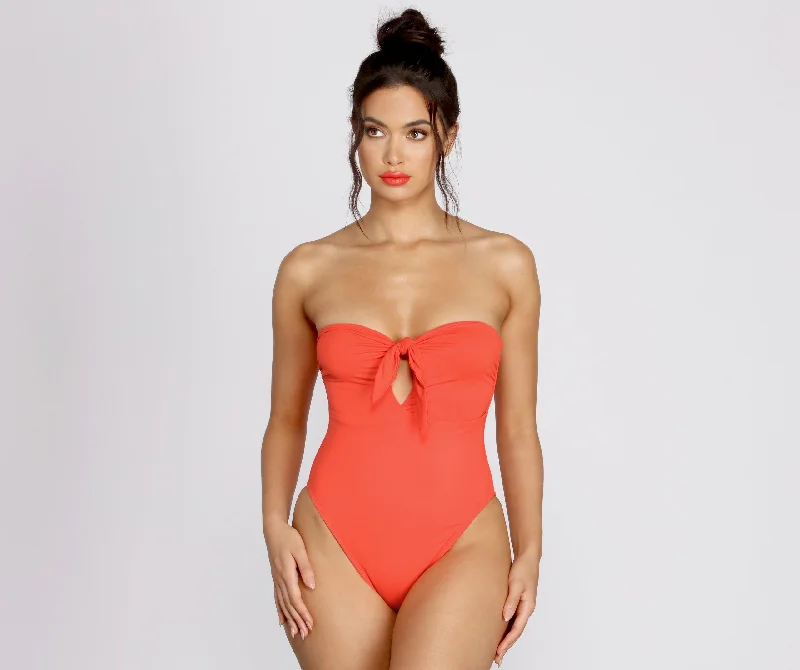 Pants Female SwimwearSunkissed Tie Front One Piece Swimsuit