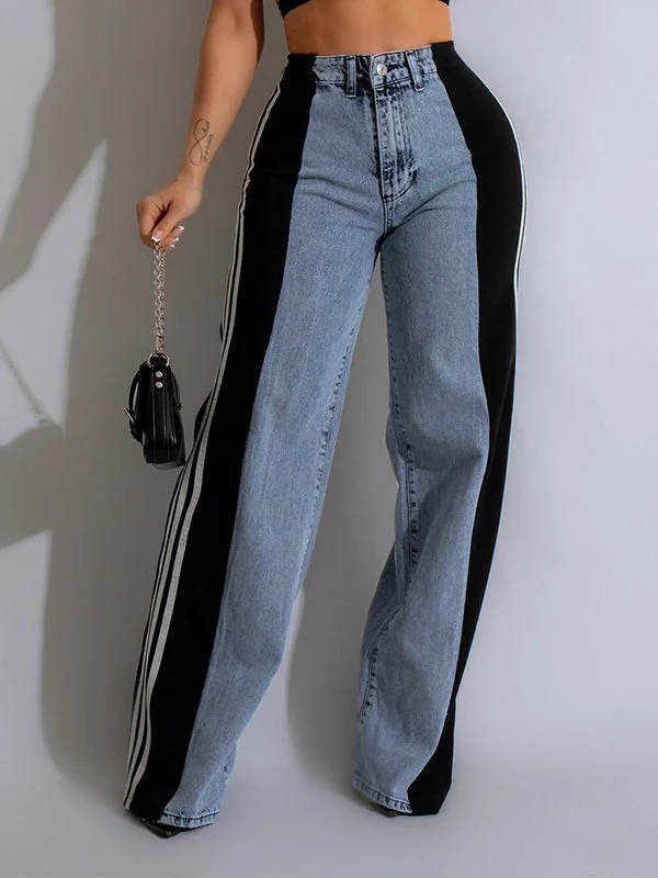 women's denim jeans for apple-shaped bodiesSide Stripe Jeans