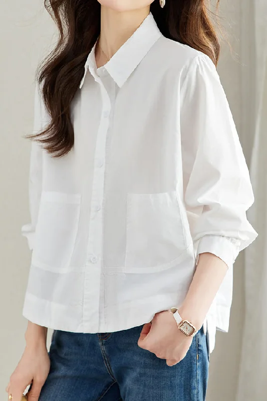 women's tops with geometric patternsPure cotton loose commuting shirt