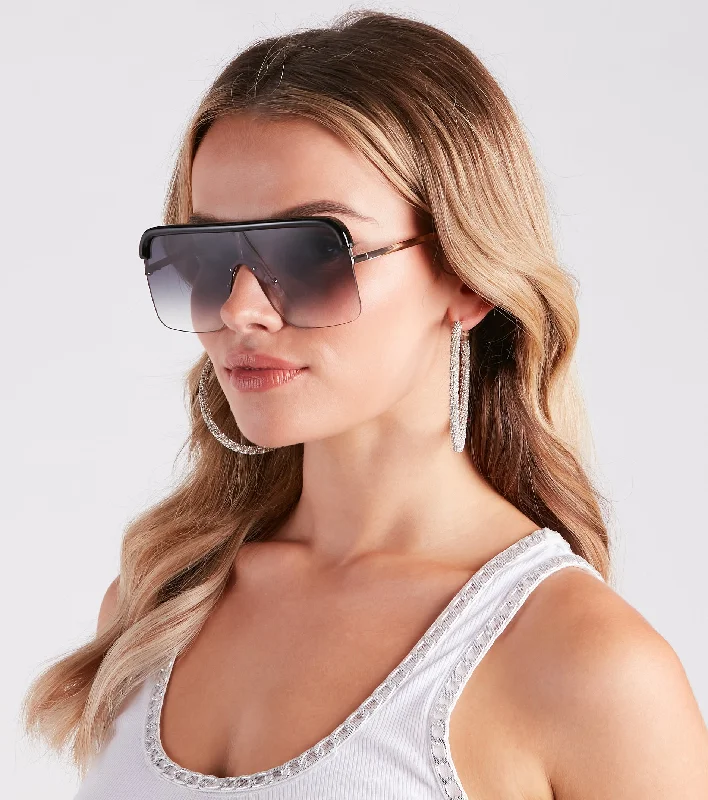 women's tops for those who want to create outfits that are both trendy and timelessTrendy Moves Flat-Top Oversized Sunglasses