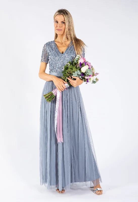 Designer DressMaya Embellished Maxi Dress With Sash Belt