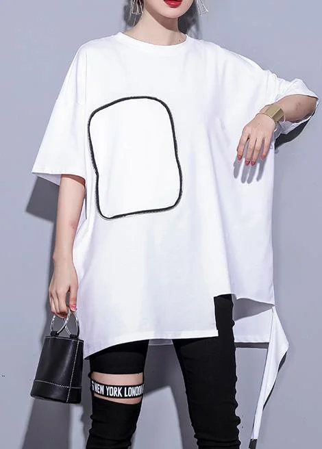 women's tops for those who refuse to compromise on styleFrench white cotton clothes half sleeve oversized summer tops