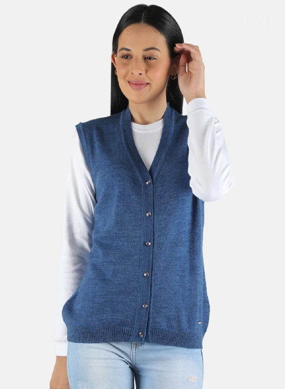 Luxurious SweatersWomen Blue Solid Cardigan