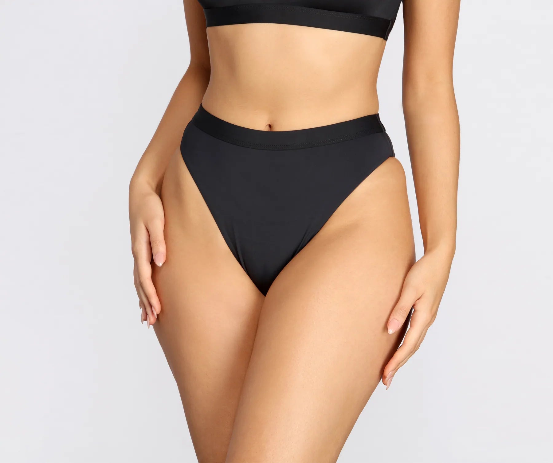 Figure-Hugging Female SwimwearMinimal High Waist Swim Bottoms