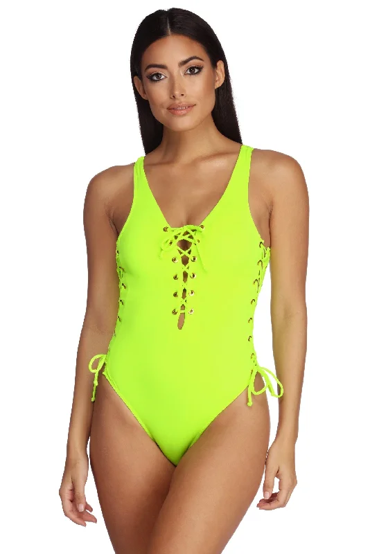 Supportive Bikini Bottoms FemaleLoud In A Lace Up Swimsuit