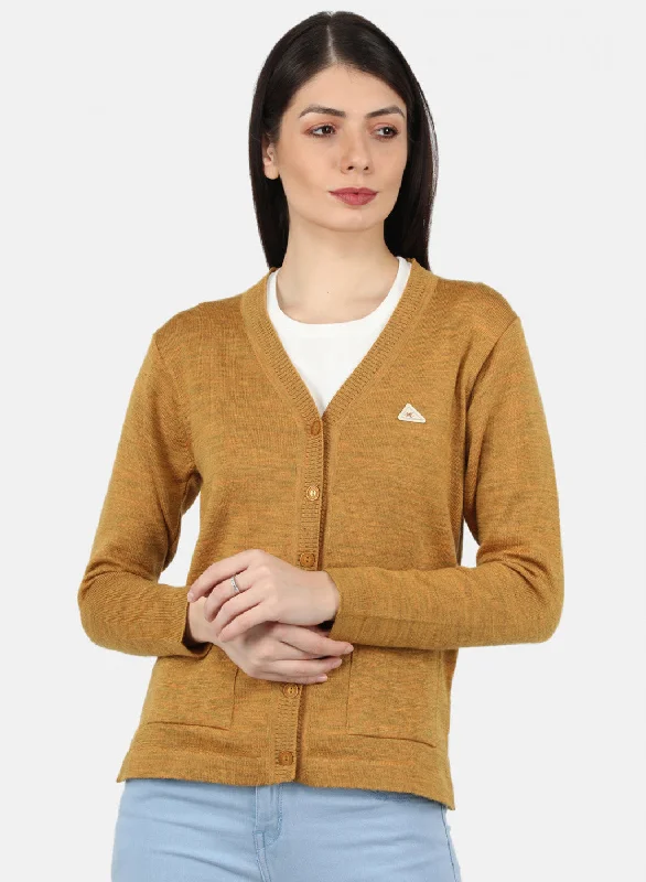 Turtle-Neck SweatersWomen Gold Solid Cardigan