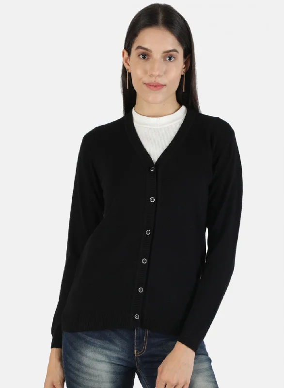 Wholesale Affordable Women's SweatersWomen Black Solid Cardigan