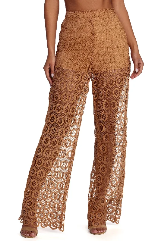 women's silk pantsCrochet Pleasure Wide Leg Pants