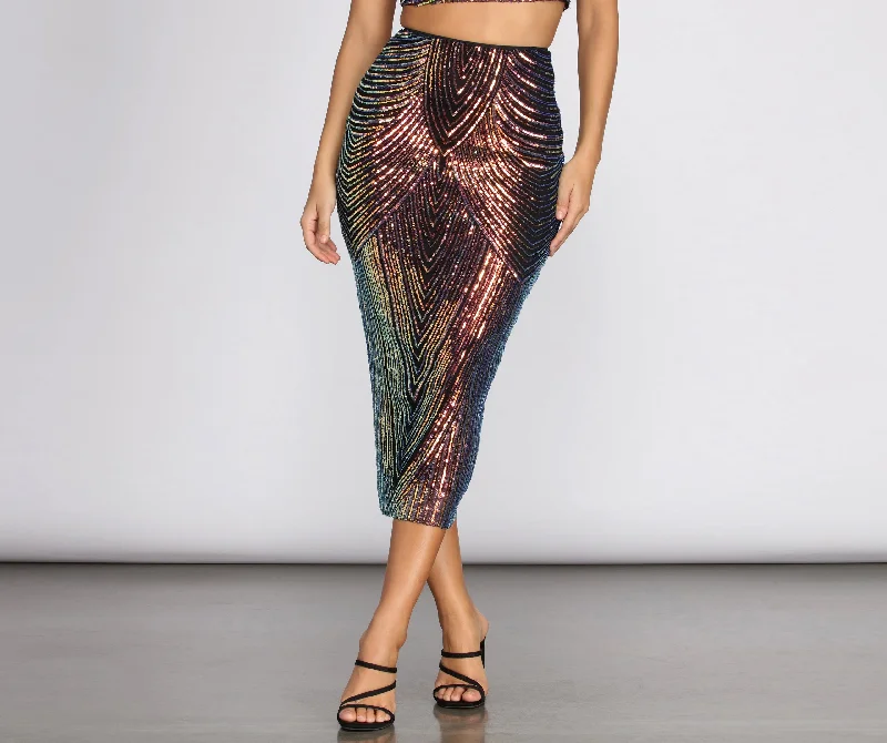 women's low-rise skirtsSimply Stunning Sequin Midi Skirt