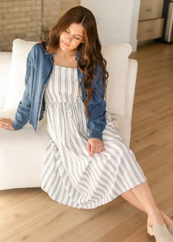 Ruffle DressLaken Striped Smocked Back Midi Dress