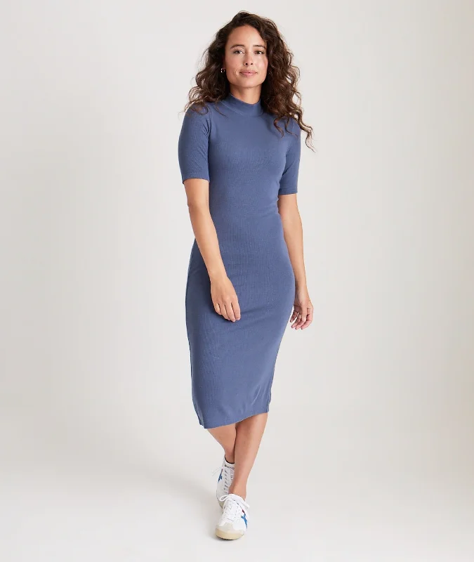 women's vacation dressesLexi Rib Mock Neck Midi Dress