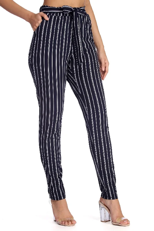 women's straight-leg pantsStriped Reputation Tapered Pants