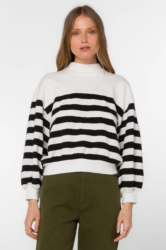 women's tops for creating capsule wardrobesArwen Black and White Stripe Sweatshirt