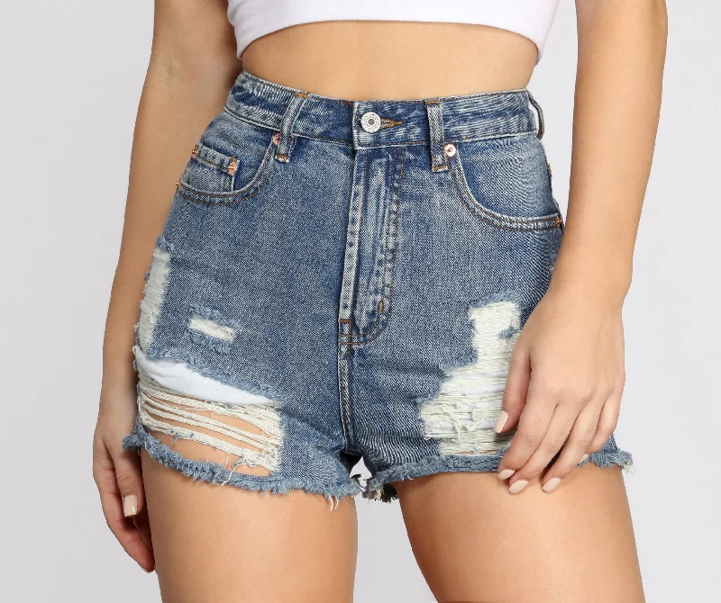 women's corduroy shortsHigh Waist Distressed Denim Shorts