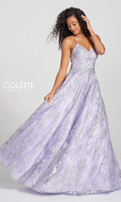 Nursing DressViolet Purple Prom Dress with Silver Glitter Print