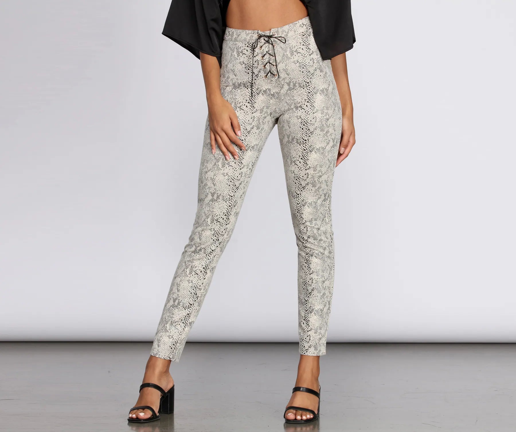 women's wool pantsSassy Snake Skinny Pants