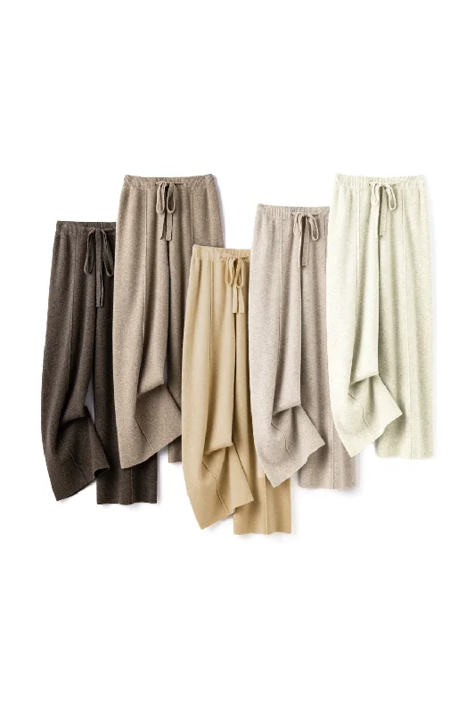 Tea-Length DressDrawstring Knit Maxi Wide Pants - 5 Colors Available