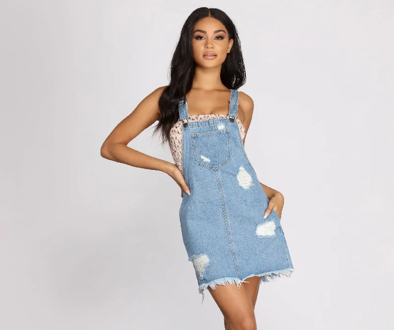 women's pencil pleat skirtsDenim Diva Overall Skirt