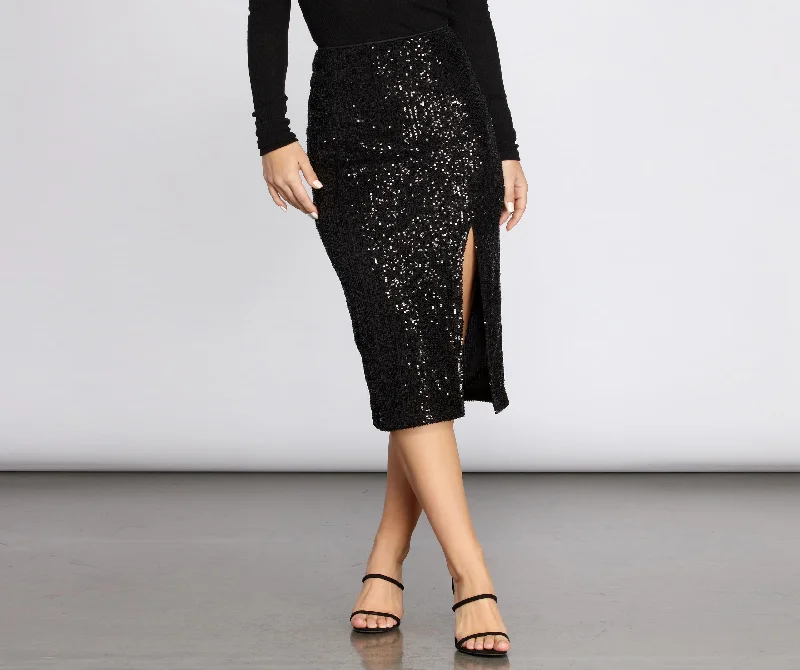 women's cocktail skirtsSequined For The Season Midi Skirt