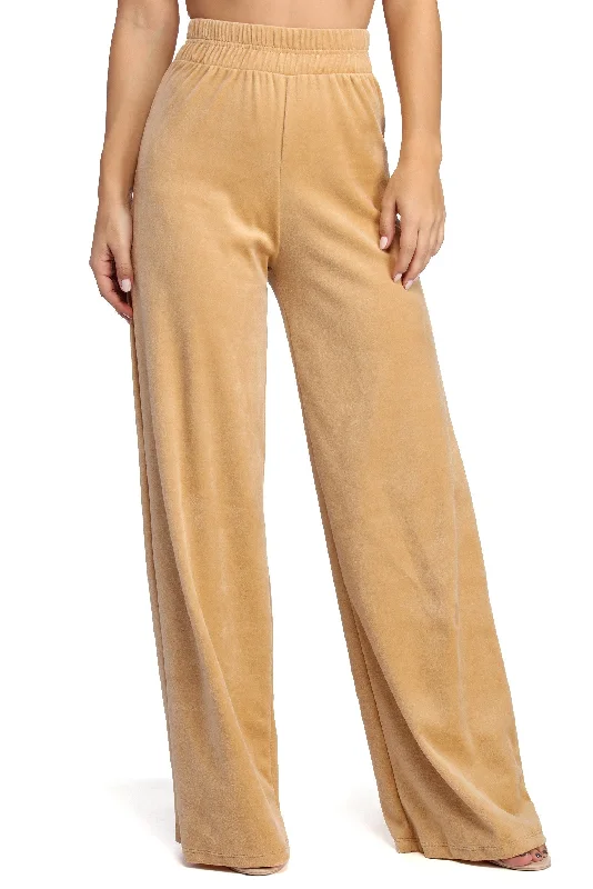 women's timeless pantsVelour Wide Leg Pants