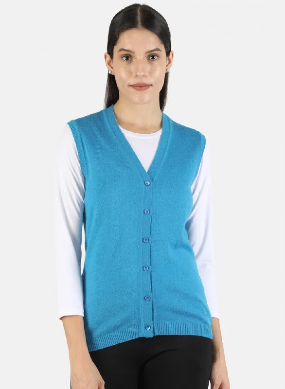 Luxurious SweatersWomen Blue Solid Cardigan