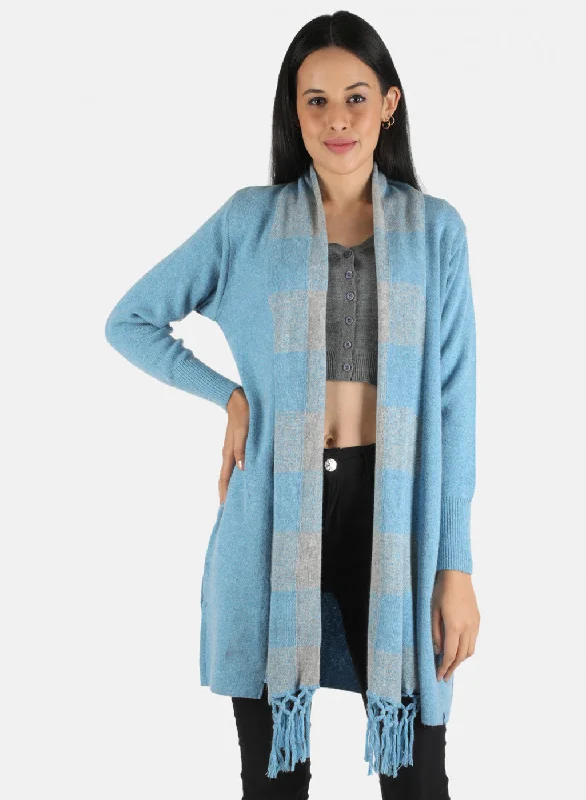 Wholesale SweatersWomen Blue Self Design Cardigan