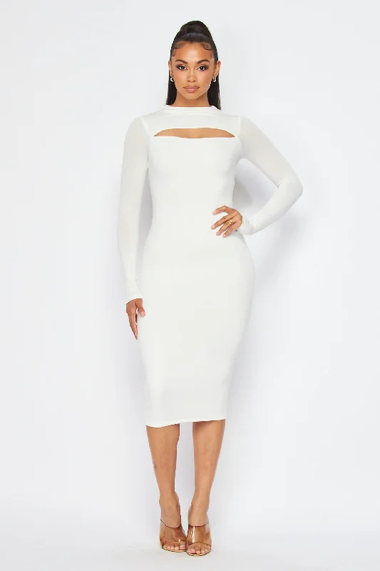 women's maximalist dressesRendezvouz Long Sleeve Basic Bodycon Midi Dress