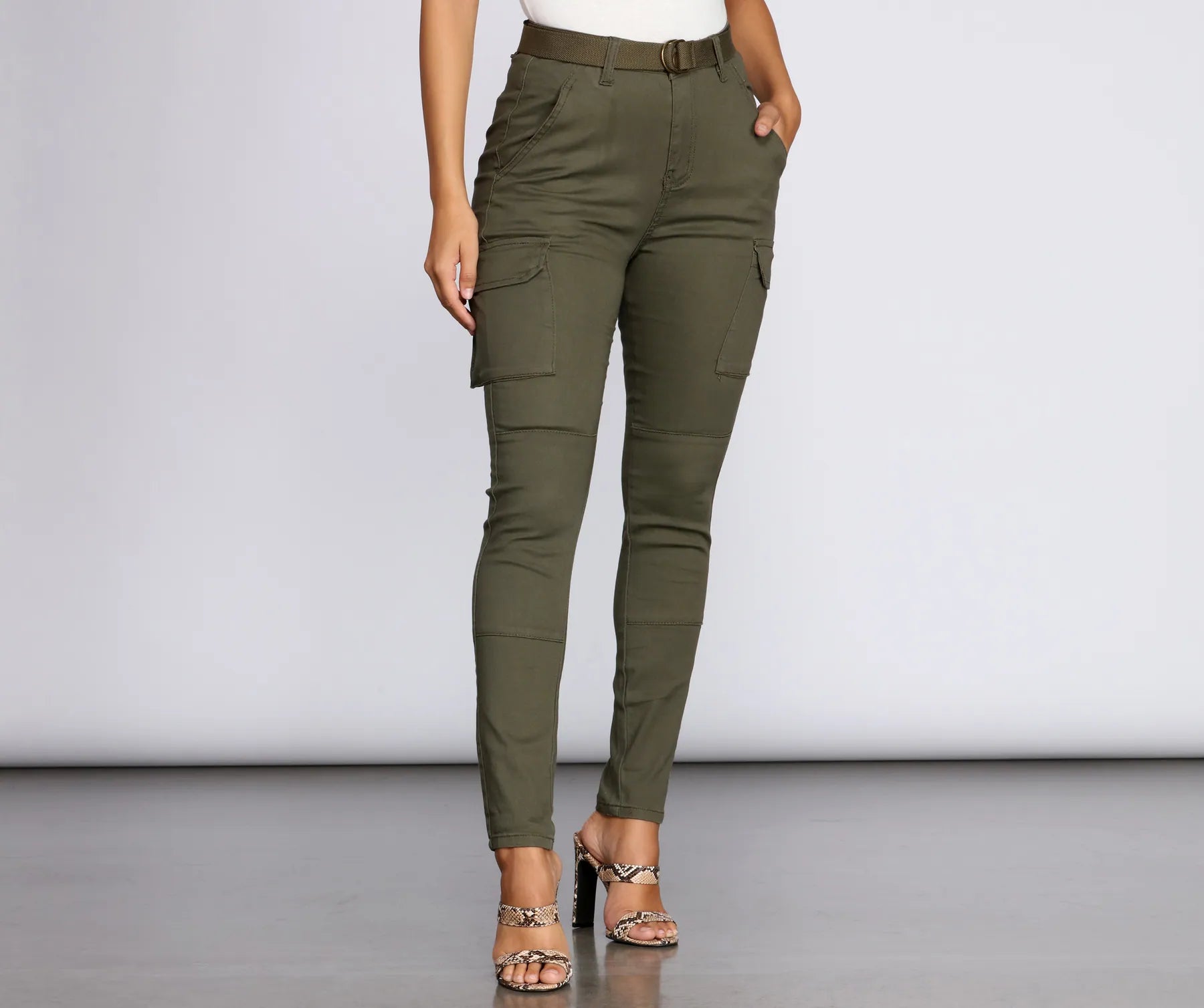 women's lace-up pantsBabe in Skinny Cargo Pants